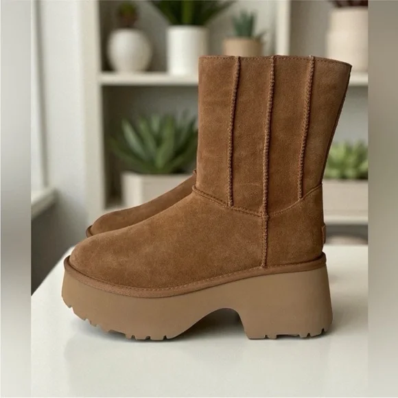Ugg Classic Platform New Heights Twin Seam Women's Chestnut Boots, NEW - Picture 5 of 12